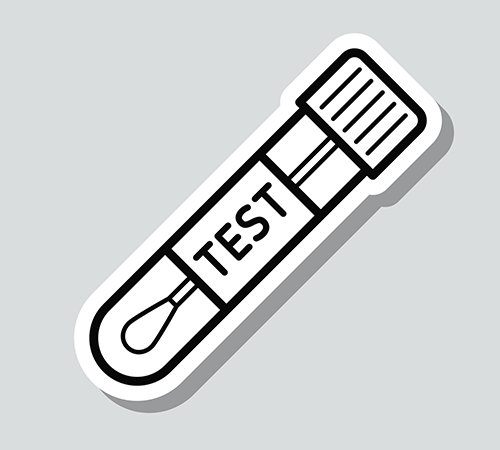 Cotton swab test tube. Icon sticker on gray background ad